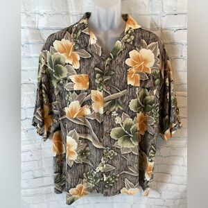 Tommy Bahama DRIFTWOOD FLORAL Button Up Hawaiian Shirt men’s Size XL tropical‎